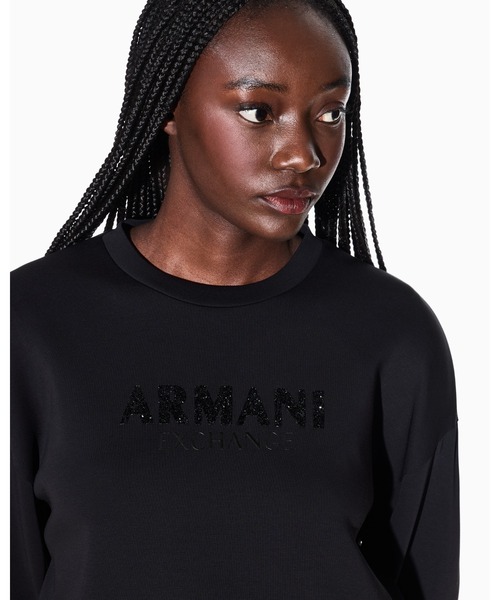 ARMANI EXCHANGE（アルマーニエクスチェンジ）の「【A|X アルマーニ エクスチェンジ】グリッターロゴ クルーネックスウェットプルオーバー（EC限定カラー含）（スウェット・レディース・ホワイト/ブラック/サンドベージュ・X-SMALL/X-LARGE/SMALL/MEDIUM/LARGE）」の13枚目の写真