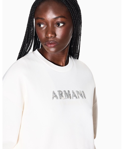 ARMANI EXCHANGE（アルマーニエクスチェンジ）の「【A|X アルマーニ エクスチェンジ】グリッターロゴ クルーネックスウェットプルオーバー（EC限定カラー含）（スウェット・レディース・ホワイト/ブラック/サンドベージュ・X-SMALL/X-LARGE/SMALL/MEDIUM/LARGE）」の5枚目の写真