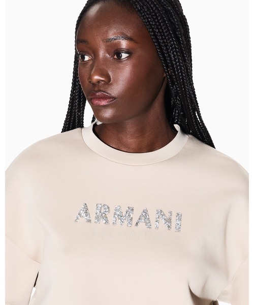 ARMANI EXCHANGE（アルマーニエクスチェンジ）の「【A|X アルマーニ エクスチェンジ】グリッターロゴ クルーネックスウェットプルオーバー（EC限定カラー含）（スウェット・レディース・ホワイト/ブラック/サンドベージュ・X-SMALL/X-LARGE/SMALL/MEDIUM/LARGE）」の9枚目の写真