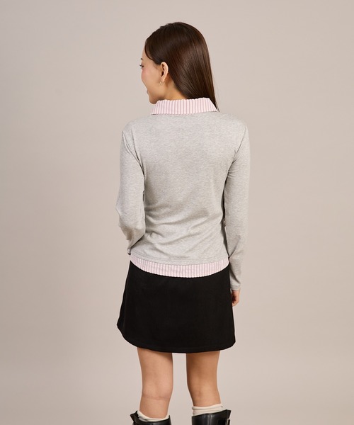 apres jour mignon(アプレジュールミニョン)の「シャツレイヤードドレープトップス(Tシャツ/カットソー・レディース・ネイビー/杢グレー/チャコールグレー・LARGE/フリー)」の17枚目の写真