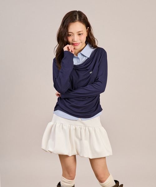 apres jour mignon(アプレジュールミニョン)の「シャツレイヤードドレープトップス(Tシャツ/カットソー・レディース・ネイビー/杢グレー/チャコールグレー・LARGE/フリー)」の21枚目の写真