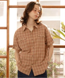 Zooodle（ズードル）の「Tab sleeve check shirt - タブスリーブ半袖チェックシャツ -（シャツ/ブラウス）」