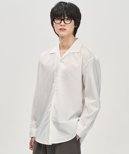 PRAIRIE(KR)(プレーリー)の「シルキーオーバーサイズオープンカラーシャツ(ホワイト)(シャツ/ブラウス・メンズ・その他・LARGE/MEDIUM)」の1枚目の写真