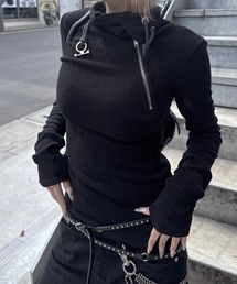 Never mind the XU / Chikashitsu+ | 【nmtc+】zip high neck long sleeve / 【エヌエムティーシープラス】ジップハイネックロングスリーブ(Tシャツ/カットソー)