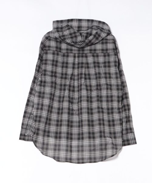 STYLEBLOCK（スタイルブロック）の「先染めシアーチェックフーディシャツ（シャツ/ブラウス・レディース・ブラック/ベージュ/ネイビー・M）」の6枚目の写真