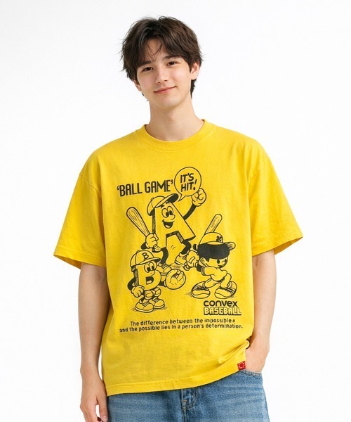 CONVEX（コンベックス）の「BALLｹﾞｰﾑ / WIDE-T（大人）（Tシャツ/カットソー・メンズ・杢グレー/イエロー/オフホワイト・LARGE/MEDIUM）」の3枚目の写真