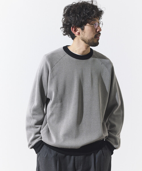FREAK'S STORE(フリークスストア)の「FREAK’S STORE/フリークスストア クールタッチ Wフェイス 配色 クルーネックニット/両面接触冷感(ニット/セーター・メンズ・ベージュ/ブラック/サックスブルー・LARGE/MEDIUM)」の11枚目の写真