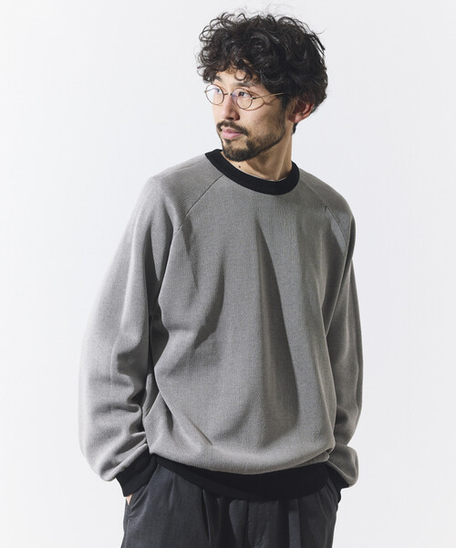 FREAK'S STORE(フリークスストア)の「FREAK’S STORE/フリークスストア クールタッチ Wフェイス 配色 クルーネックニット/両面接触冷感(ニット/セーター・メンズ・ベージュ/ブラック/サックスブルー・LARGE/MEDIUM)」の12枚目の写真