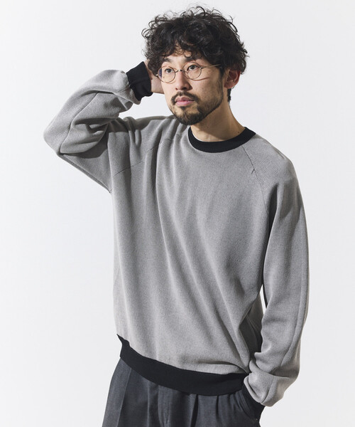 FREAK'S STORE(フリークスストア)の「FREAK’S STORE/フリークスストア クールタッチ Wフェイス 配色 クルーネックニット/両面接触冷感(ニット/セーター・メンズ・ベージュ/ブラック/サックスブルー・LARGE/MEDIUM)」の13枚目の写真