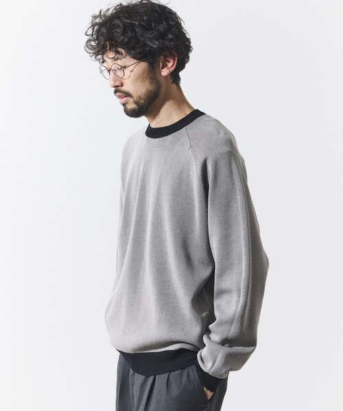 FREAK'S STORE(フリークスストア)の「FREAK’S STORE/フリークスストア クールタッチ Wフェイス 配色 クルーネックニット/両面接触冷感(ニット/セーター・メンズ・ベージュ/ブラック/サックスブルー・LARGE/MEDIUM)」の14枚目の写真