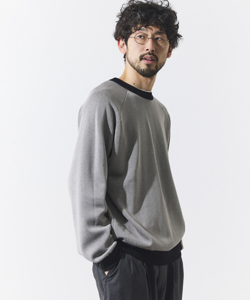 FREAK'S STORE(フリークスストア)の「FREAK’S STORE/フリークスストア クールタッチ Wフェイス 配色 クルーネックニット/両面接触冷感(ニット/セーター・メンズ・ベージュ/ブラック/サックスブルー・LARGE/MEDIUM)」の15枚目の写真