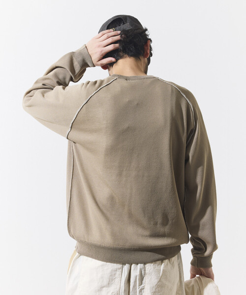 FREAK'S STORE(フリークスストア)の「FREAK’S STORE/フリークスストア クールタッチ Wフェイス 配色 クルーネックニット/両面接触冷感(ニット/セーター・メンズ・ベージュ/ブラック/サックスブルー・LARGE/MEDIUM)」の19枚目の写真