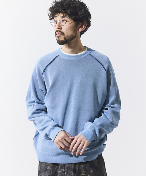 FREAK'S STORE(フリークスストア)の「FREAK’S STORE/フリークスストア クールタッチ Wフェイス 配色 クルーネックニット/両面接触冷感(ニット/セーター・メンズ・ベージュ/ブラック/サックスブルー・LARGE/MEDIUM)」の22枚目の写真