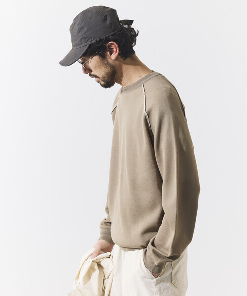 FREAK'S STORE(フリークスストア)の「FREAK’S STORE/フリークスストア クールタッチ Wフェイス 配色 クルーネックニット/両面接触冷感(ニット/セーター・メンズ・ベージュ/ブラック/サックスブルー・LARGE/MEDIUM)」の2枚目の写真