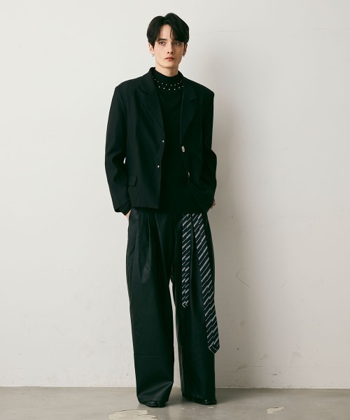 Shoowtime（ショウタイム）の「Faux Leather Flare Wide Pants / 合成皮革フレアワイドパンツ（その他パンツ・メンズ・ブラック・X-LARGE/LARGE/MEDIUM）」の10枚目の写真