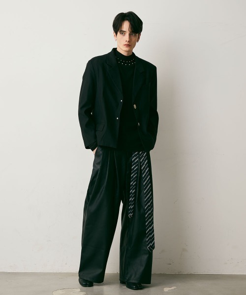 Shoowtime（ショウタイム）の「Faux Leather Flare Wide Pants / 合成皮革フレアワイドパンツ（その他パンツ・メンズ・ブラック・X-LARGE/LARGE/MEDIUM）」の11枚目の写真