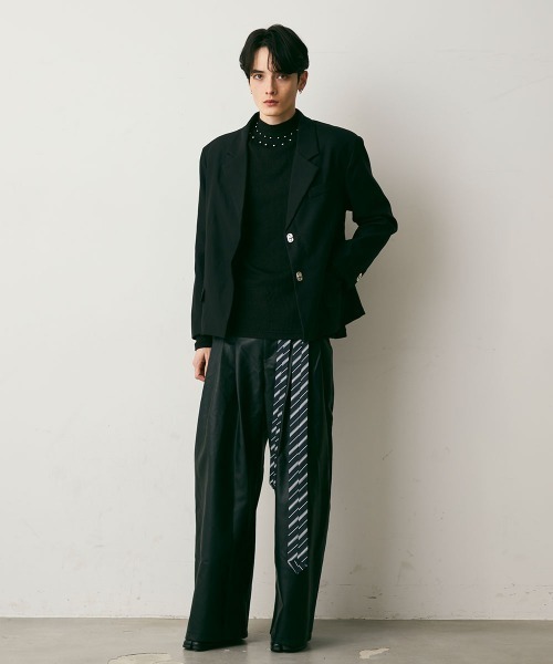 Shoowtime（ショウタイム）の「Faux Leather Flare Wide Pants / 合成皮革フレアワイドパンツ（その他パンツ・メンズ・ブラック・X-LARGE/LARGE/MEDIUM）」の12枚目の写真