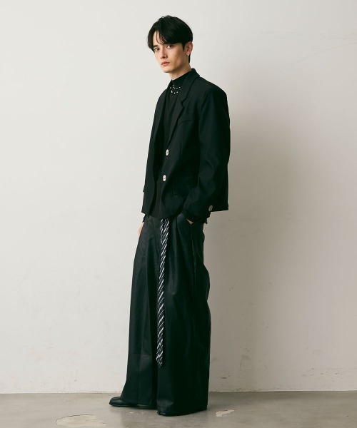 Shoowtime（ショウタイム）の「Faux Leather Flare Wide Pants / 合成皮革フレアワイドパンツ（その他パンツ・メンズ・ブラック・X-LARGE/LARGE/MEDIUM）」の13枚目の写真