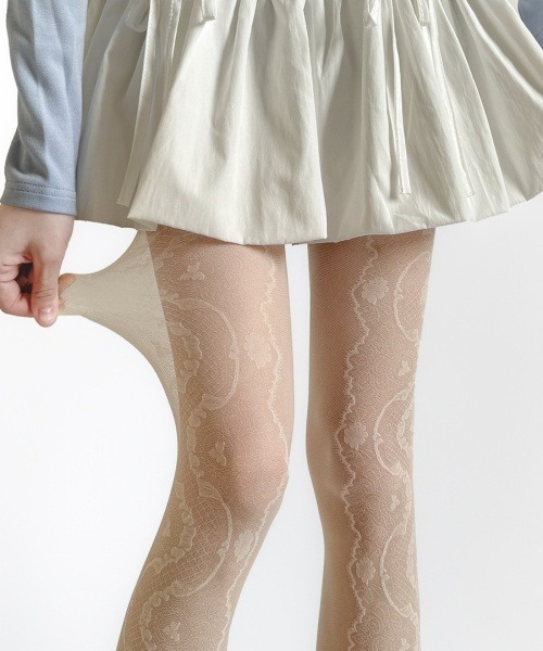 Fun & Daily（ファンアンドデイリー）の「F&D : ウェーブレースストッキング（タイツ）（タイツ/ストッキング・レディース・ブラック/ホワイト・FREE）」の10枚目の写真