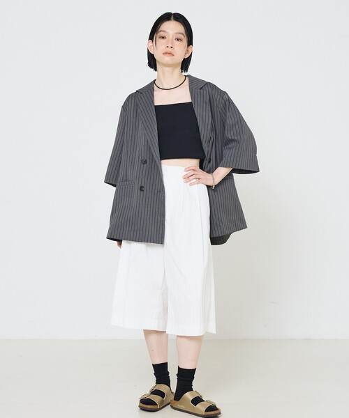 NOMINE（ノミネ）の「ハーフスリーブダブルジャケット（テーラードジャケット・レディース・チャコールグレー・フリー）」の3枚目の写真