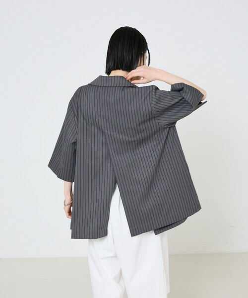 NOMINE（ノミネ）の「ハーフスリーブダブルジャケット（テーラードジャケット・レディース・チャコールグレー・フリー）」の5枚目の写真