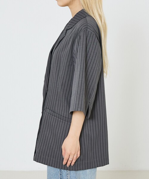 NOMINE（ノミネ）の「ハーフスリーブダブルジャケット（テーラードジャケット・レディース・チャコールグレー・フリー）」の10枚目の写真