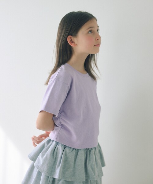 green label relaxing(グリーンレーベルリラクシング)の「【WEB限定】サイドギャザー チビ Tシャツ 100cm-160cm(Tシャツ/カットソー・キッズ・オレンジ/ライラック/ライム・130cm/160cm/100cm/150cm/120cm/110cm/140cm)」の15枚目の写真