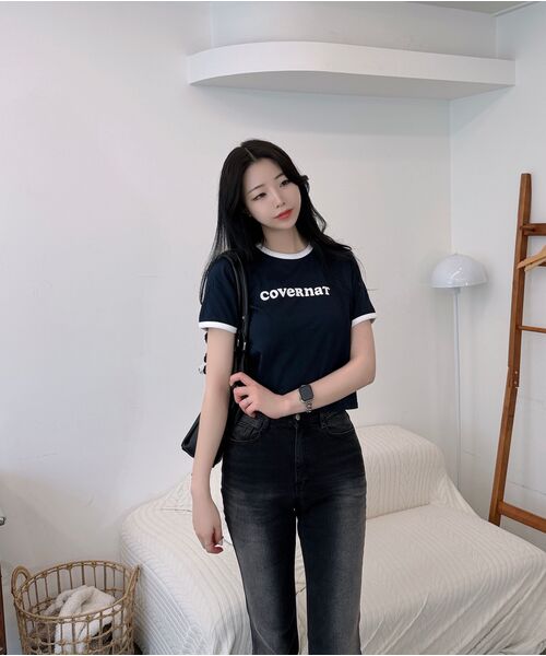 COVERNAT WOMAN（カバーナットウーマン）の「ウーマンクロップクーパーロゴリンガーTシャツネイビー（Tシャツ/カットソー・レディース・その他・WS/WM）」の8枚目の写真