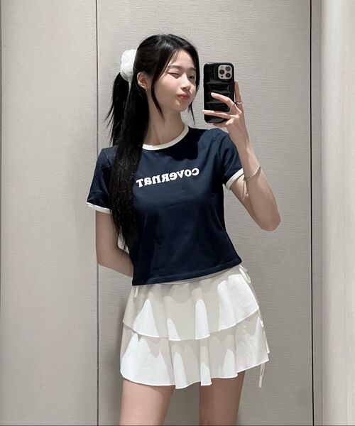 COVERNAT WOMAN（カバーナットウーマン）の「ウーマンクロップクーパーロゴリンガーTシャツネイビー（Tシャツ/カットソー・レディース・その他・WS/WM）」の14枚目の写真