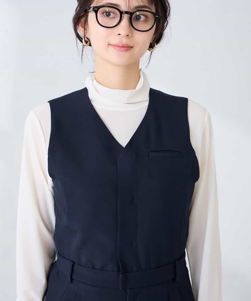 a.v.v(アーヴェヴェ)の「【洗える】Vネックコンビネゾン(ワンピース・レディース・ネイビー・40/38)」の11枚目の写真