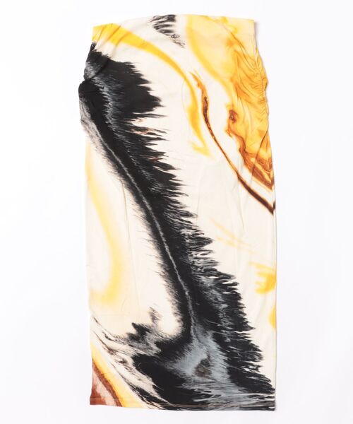 Desigual(デシグアル)の「抽象プリントドレープミディスカート(スカート・レディース・イエロー・M/L/XS/S/XL)」の3枚目の写真