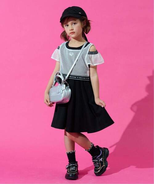 ANNA SUI mini（アナスイ・ミニ）の「メッシュTシャツ＋ワンピース【接触冷感・UVカット】（ワンピース・キッズ・サックスブルー/ブラック・120cm/150cm/140cm/130cm/160cm）」の2枚目の写真