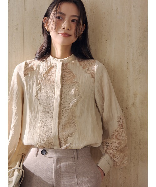 anuans（アニュアンス）の「レースフレームボリュームブラウス（シャツ/ブラウス・レディース・ベージュ/ブラック/アイボリー・FREE）」の3枚目の写真