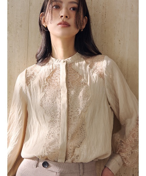 anuans（アニュアンス）の「レースフレームボリュームブラウス（シャツ/ブラウス・レディース・ベージュ/ブラック/アイボリー・FREE）」の4枚目の写真