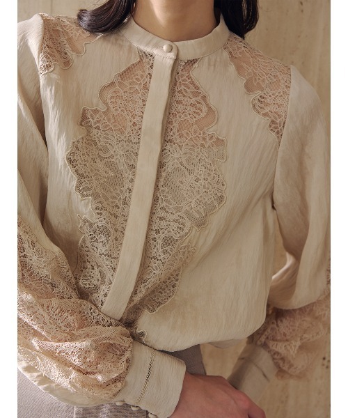 anuans（アニュアンス）の「レースフレームボリュームブラウス（シャツ/ブラウス・レディース・ベージュ/ブラック/アイボリー・FREE）」の9枚目の写真
