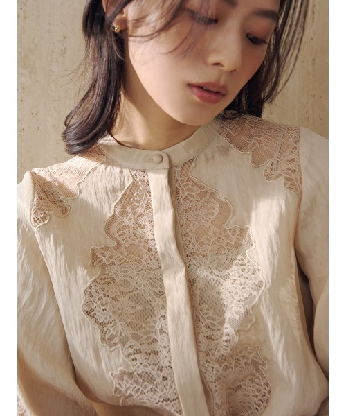 anuans（アニュアンス）の「レースフレームボリュームブラウス（シャツ/ブラウス・レディース・ベージュ/ブラック/アイボリー・FREE）」の8枚目の写真