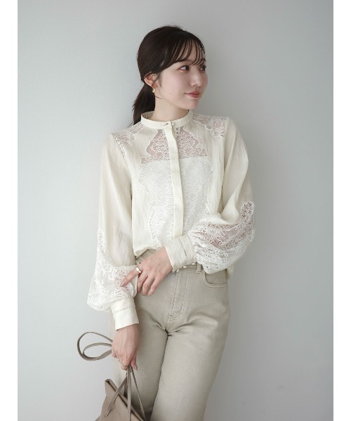 anuans（アニュアンス）の「レースフレームボリュームブラウス（シャツ/ブラウス・レディース・ベージュ/ブラック/アイボリー・FREE）」の12枚目の写真