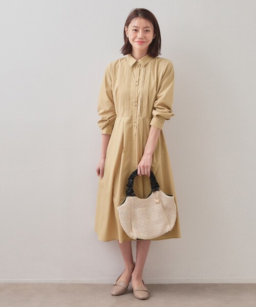 index（インデックス）の「ベルト付きタックシャツワンピース【洗濯機OK・イージーアイロン】（ワンピース・レディース・サックスブルー系2/ネイビー/ベージュ・40/38/36）」の9枚目の写真