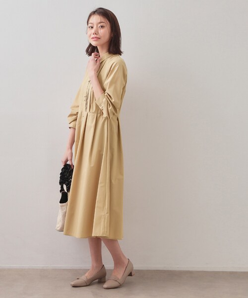 index（インデックス）の「ベルト付きタックシャツワンピース【洗濯機OK・イージーアイロン】（ワンピース・レディース・サックスブルー系2/ネイビー/ベージュ・40/38/36）」の10枚目の写真