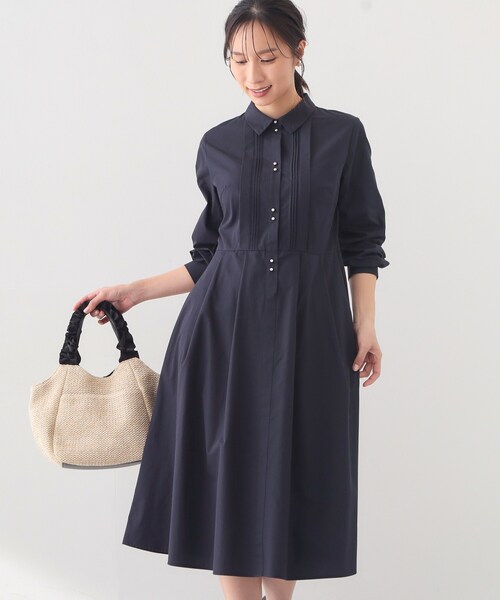 index（インデックス）の「ベルト付きタックシャツワンピース【洗濯機OK・イージーアイロン】（ワンピース・レディース・サックスブルー系2/ネイビー/ベージュ・40/38/36）」の12枚目の写真