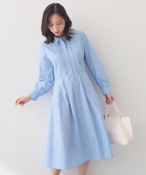 index（インデックス）の「ベルト付きタックシャツワンピース【洗濯機OK・イージーアイロン】（ワンピース・レディース・サックスブルー系2/ネイビー/ベージュ・40/38/36）」の20枚目の写真