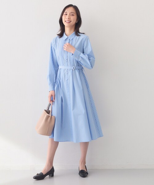 index（インデックス）の「ベルト付きタックシャツワンピース【洗濯機OK・イージーアイロン】（ワンピース・レディース・サックスブルー系2/ネイビー/ベージュ・40/38/36）」の21枚目の写真