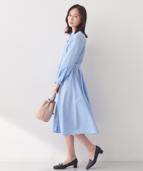 index（インデックス）の「ベルト付きタックシャツワンピース【洗濯機OK・イージーアイロン】（ワンピース・レディース・サックスブルー系2/ネイビー/ベージュ・40/38/36）」の22枚目の写真