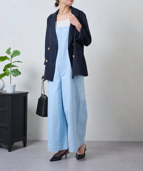 Jena espace merveilleux（ジェナ　エスパスメルヴェイユ）の「ストレッチサロペット（ワンピース・レディース・サックスブルー/ブラック/オフホワイト・FREE）」の3枚目の写真