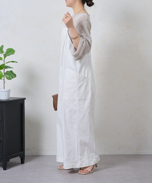 Jena espace merveilleux（ジェナ　エスパスメルヴェイユ）の「ストレッチサロペット（ワンピース・レディース・サックスブルー/ブラック/オフホワイト・FREE）」の4枚目の写真