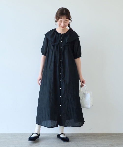 bulle de savon(ビュルデサボン)の「△コットン/キュプラ ローンIBK cape ワンピース(ワンピース・レディース・ホワイト/ブルー/ブラック・FREE)」の1枚目の写真