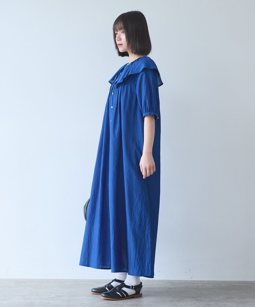 bulle de savon(ビュルデサボン)の「△コットン/キュプラ ローンIBK cape ワンピース(ワンピース・レディース・ホワイト/ブルー・FREE)」の14枚目の写真