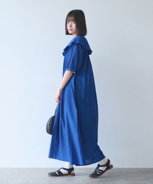 bulle de savon(ビュルデサボン)の「△コットン/キュプラ ローンIBK cape ワンピース(ワンピース・レディース・ホワイト/ブルー・FREE)」の15枚目の写真