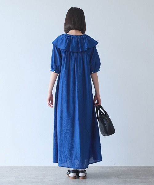 bulle de savon(ビュルデサボン)の「△コットン/キュプラ ローンIBK cape ワンピース(ワンピース・レディース・ホワイト/ブルー・FREE)」の16枚目の写真