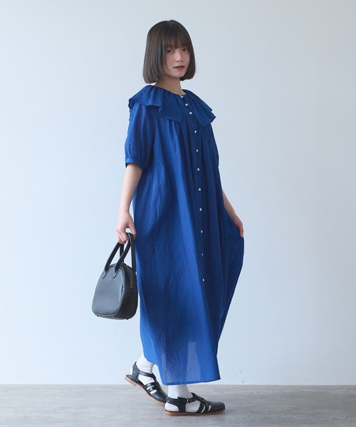 bulle de savon(ビュルデサボン)の「△コットン/キュプラ ローンIBK cape ワンピース(ワンピース・レディース・ホワイト/ブルー・FREE)」の17枚目の写真